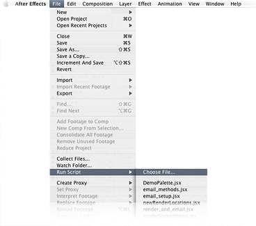 menu de script dans After Effects